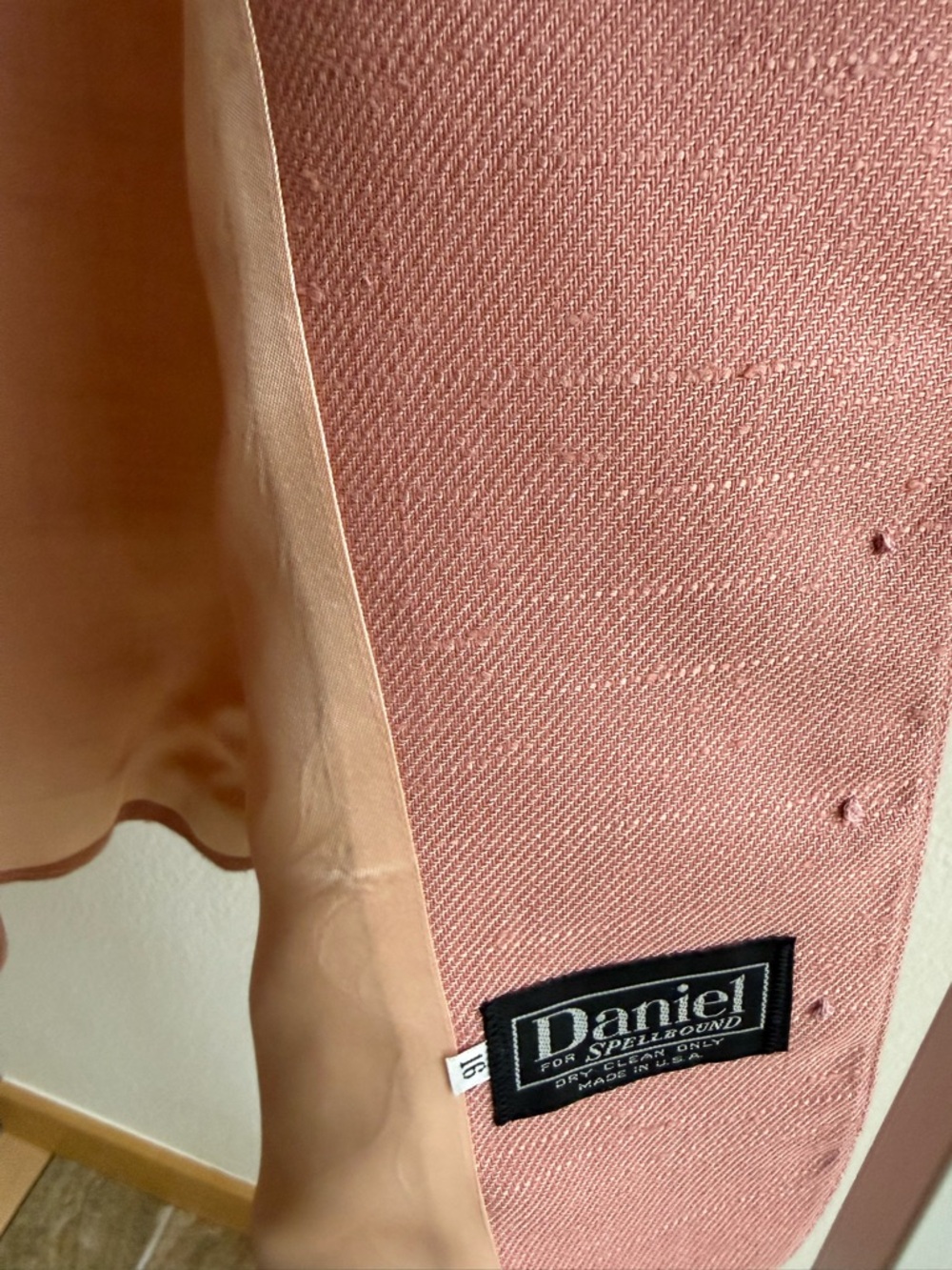 Vintage Linen Cropped Jacket Blazer Dusty Pink Structured Minimalist 90s - Picture 3 of 10
